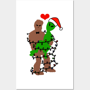 Bigfoot Alien Christmas Love Posters and Art